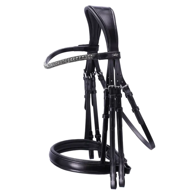 Schockemohle Brindisi Double Bridle - Black/Grey/Silver