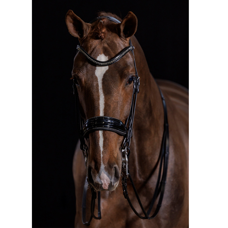 Schockemohle Milan Glam Double Bridle - Black/Patent/Silver-1