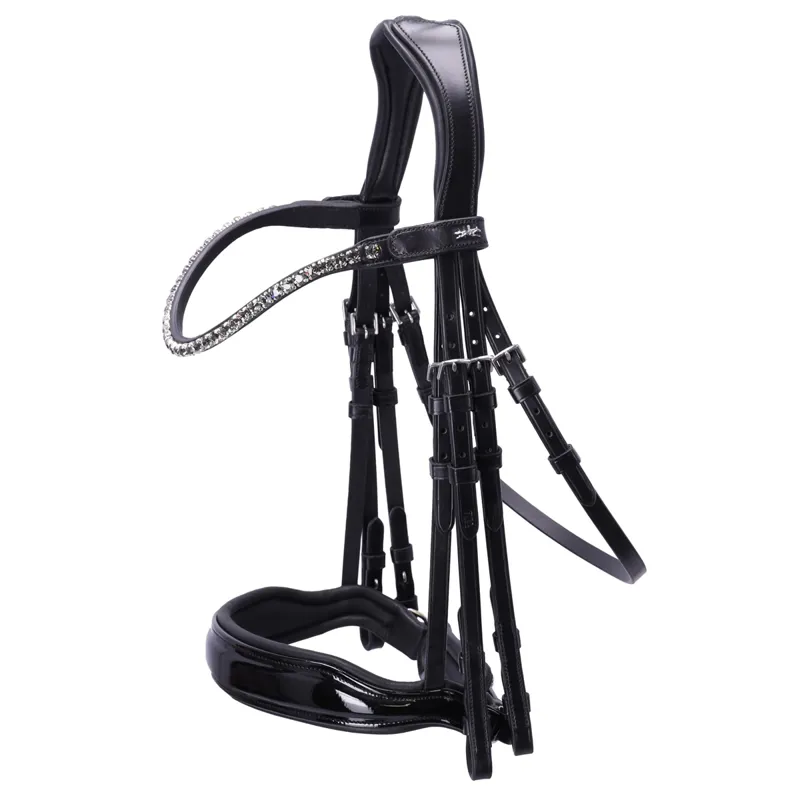 Schockemohle Milazzo Double Bridle - Black/Patent/Grey