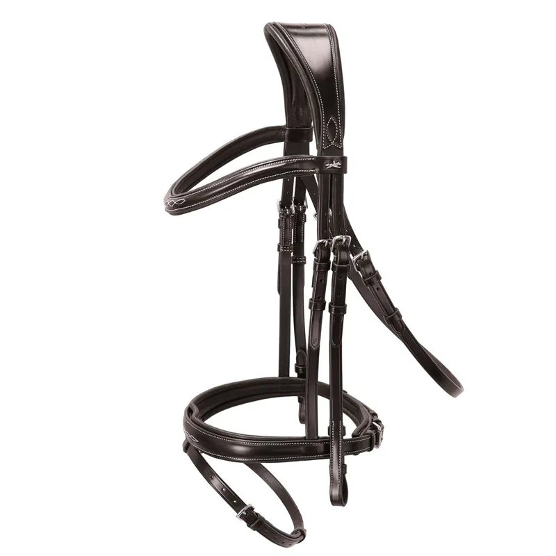 Schockemohle Monza F Bridle - Dark Brown/Cream/Silver