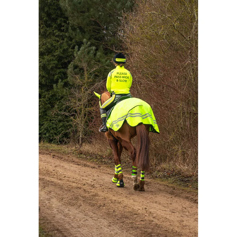 Reflector Fleece Exercise Sheet by Hy Equestrian - Yellow-1