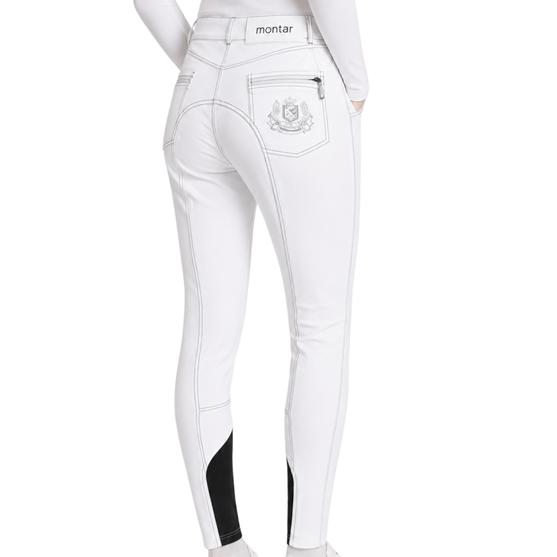 Montar Ladies Swarovski Breeches - White-1