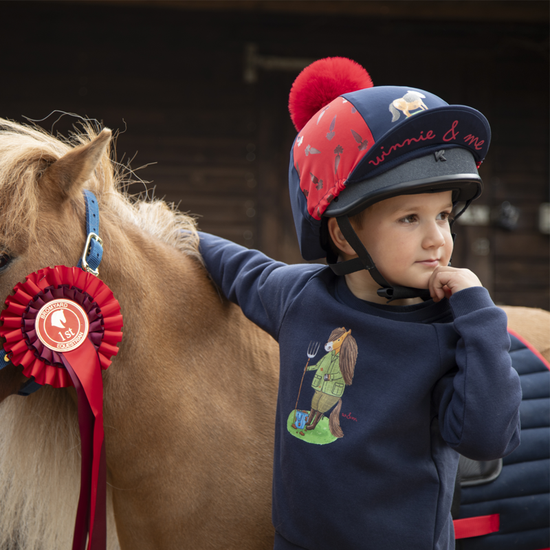 Shires Winnie and Me Hat Silk - Navy/Red-7