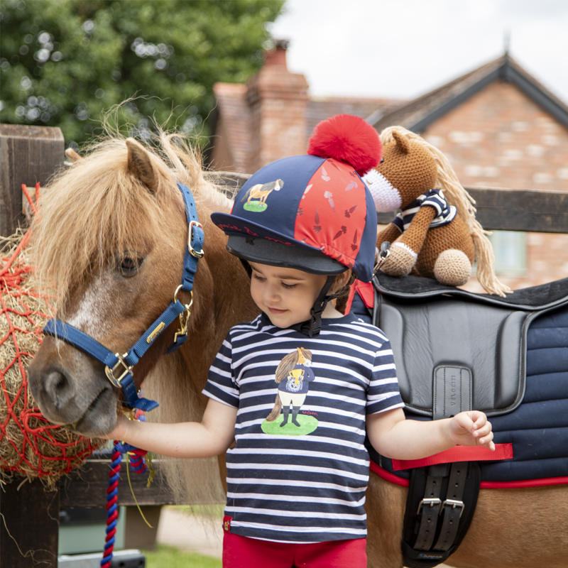 Shires Winnie and Me Hat Silk - Navy/Red-6