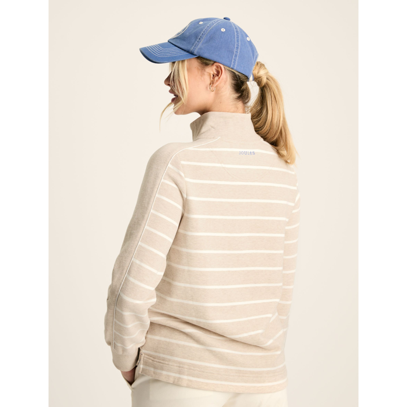 Joules Ladies Southwold Button Down Striped Sweatshirt - Oat-4