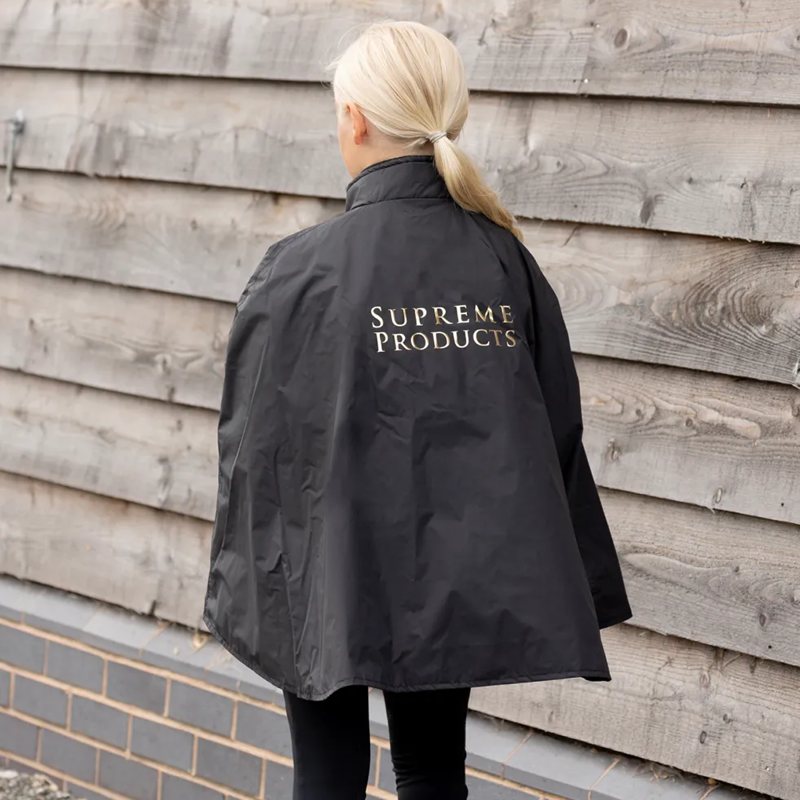 Supreme Products Active Junior Show Rider Rain Cape - Black/Gold-1