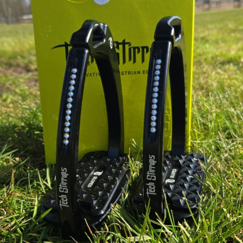 Tech Venice Sloped Evo Safety Stirrup - Black/Black/Swarovski Crystal-1