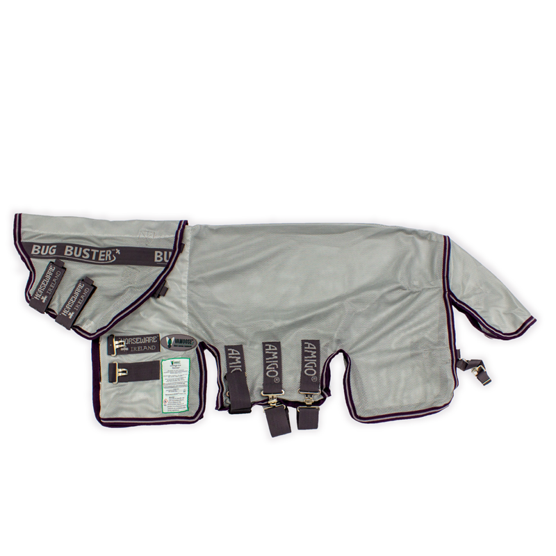 Horseware Amigo Bug Buster Vamoose Fly Rug - Silver/Plum/Silver-1