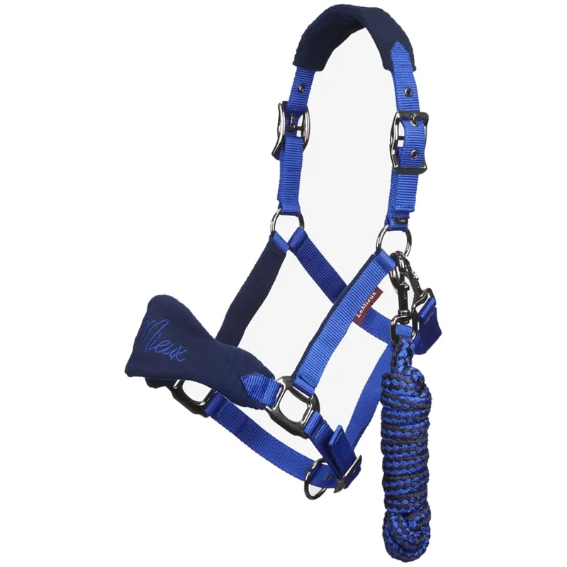 LeMieux Vogue Fleece Headcollar And Leadrope Set - Navy/Royal Blue
