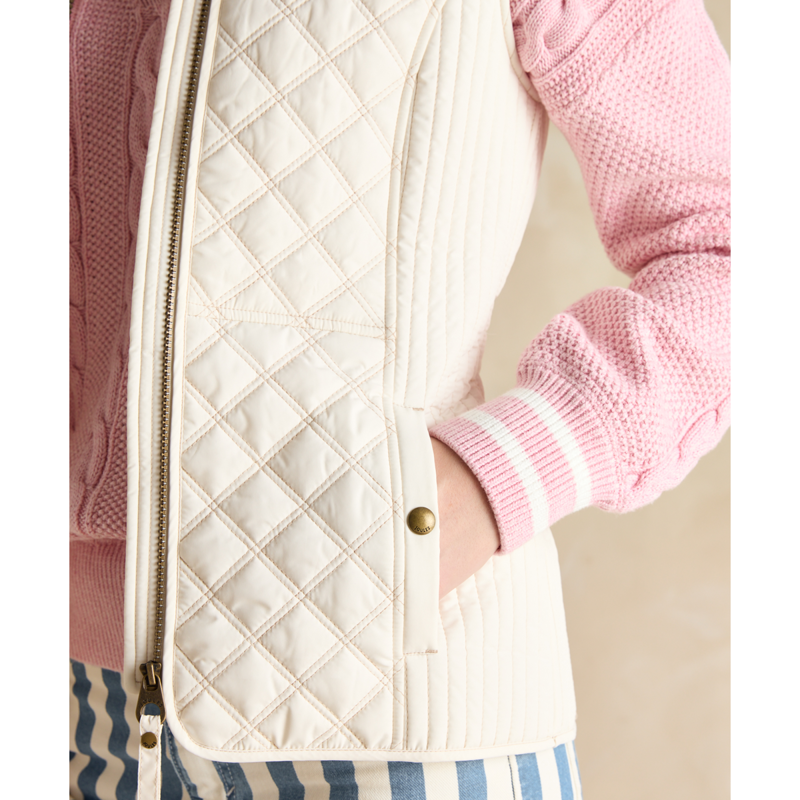 Joules Ladies Minx Showerproof Diamond Quilted Gilet - Cream-5