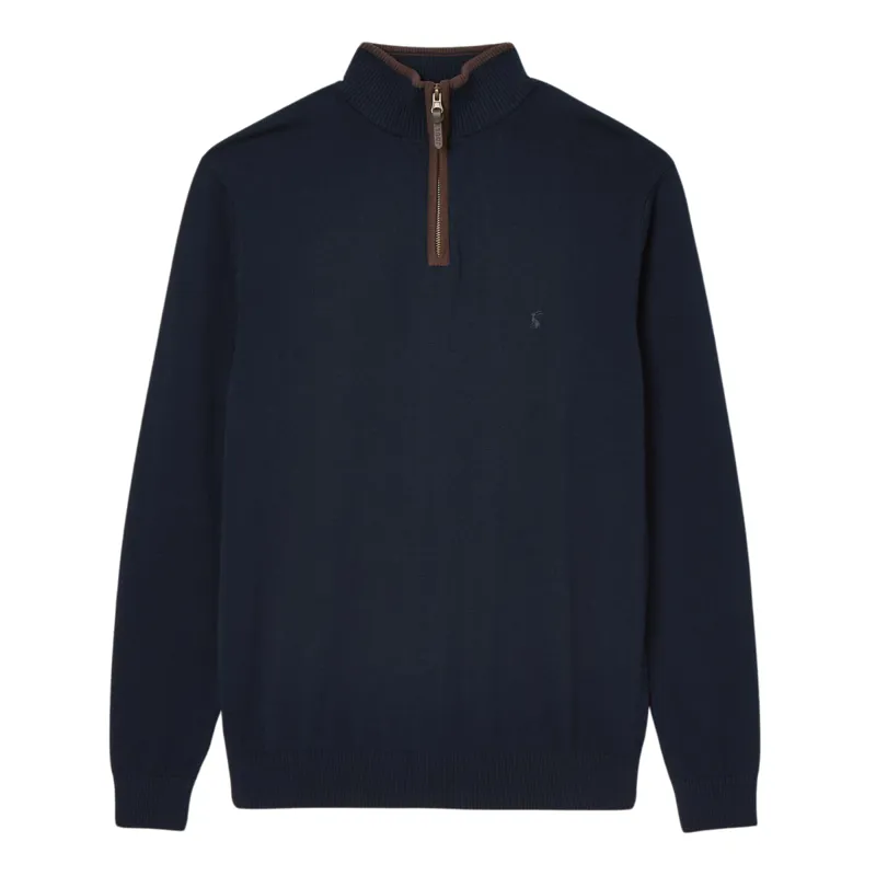 Joules Men's Hillside Quarter Zip Knit Jumper - Navy