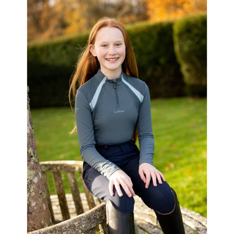 LeMieux Young Rider Mia Mesh Base Layer - Petrol-3