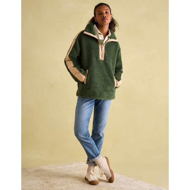 Joules Ladies Tilly Quarter Zip Fleece - Green-3