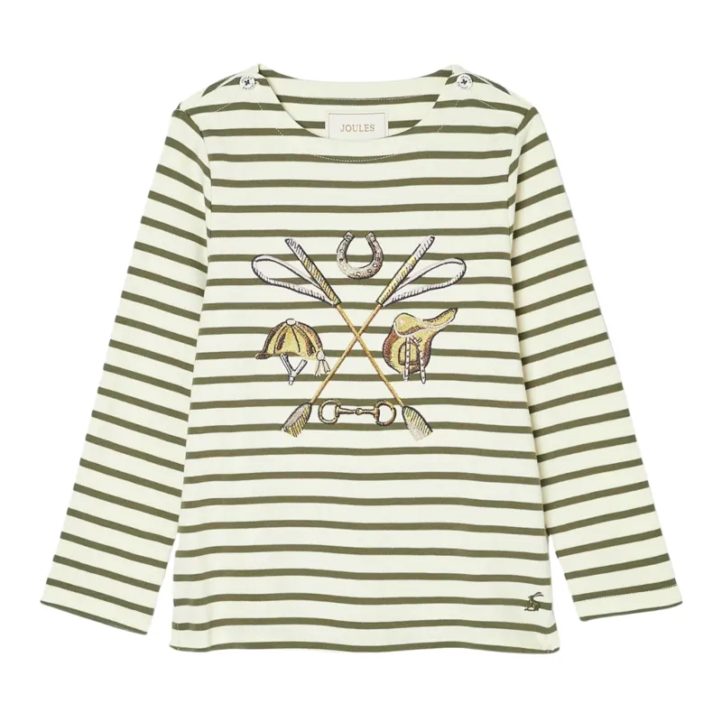 Joules Girls' Harbour Stripe Long Sleeve Top - Green