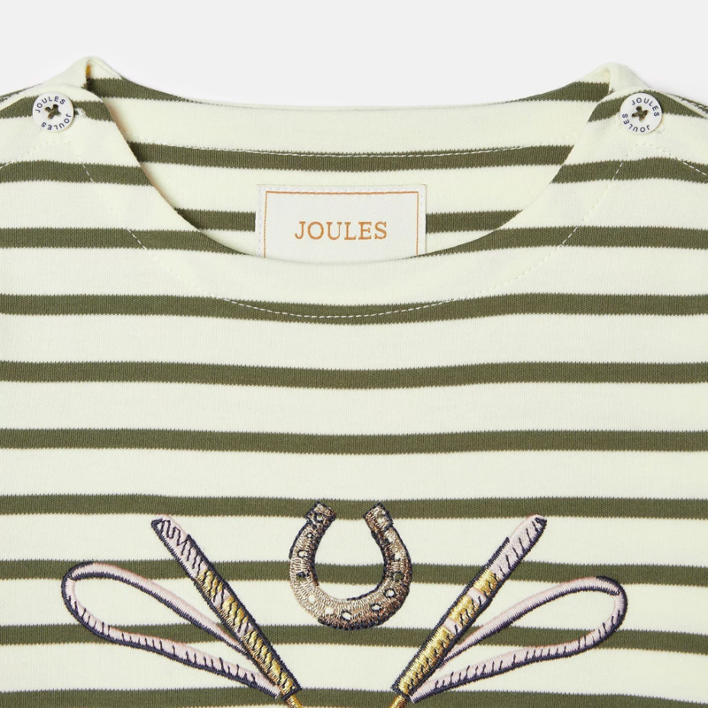 Joules Girls' Harbour Stripe Long Sleeve Top - Green-2