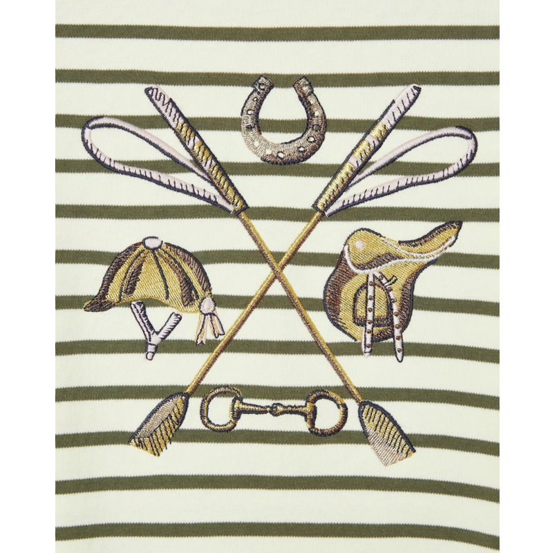 Joules Girls' Harbour Stripe Long Sleeve Top - Green-3