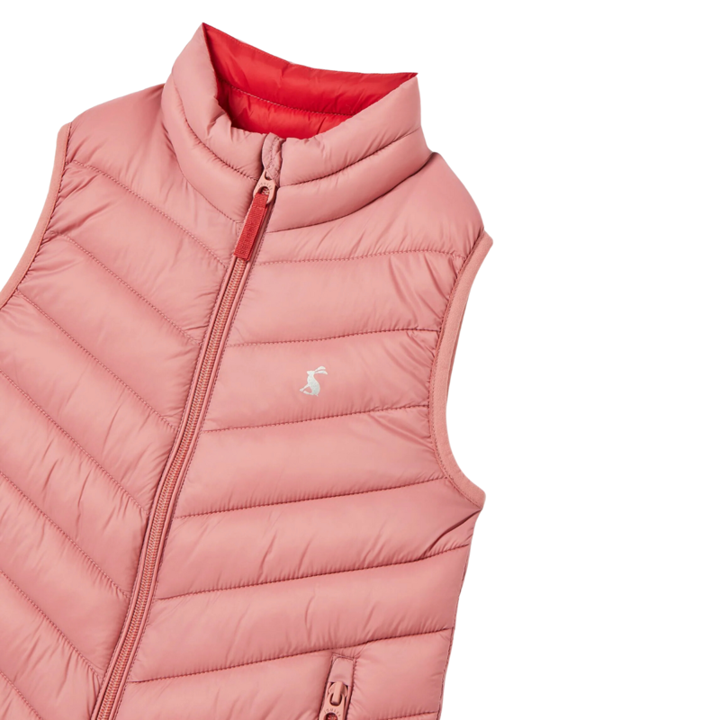 Joules Girls' Crofton Showerproof Quilted Gilet - Pink-2