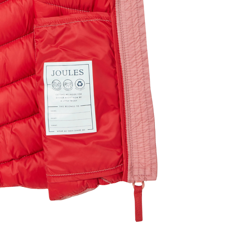 Joules Girls' Crofton Showerproof Quilted Gilet - Pink-5