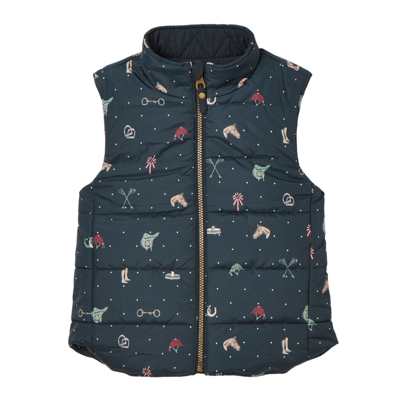 Joules Girls' Atwell Showerproof Reversible Gilet - Blue-2