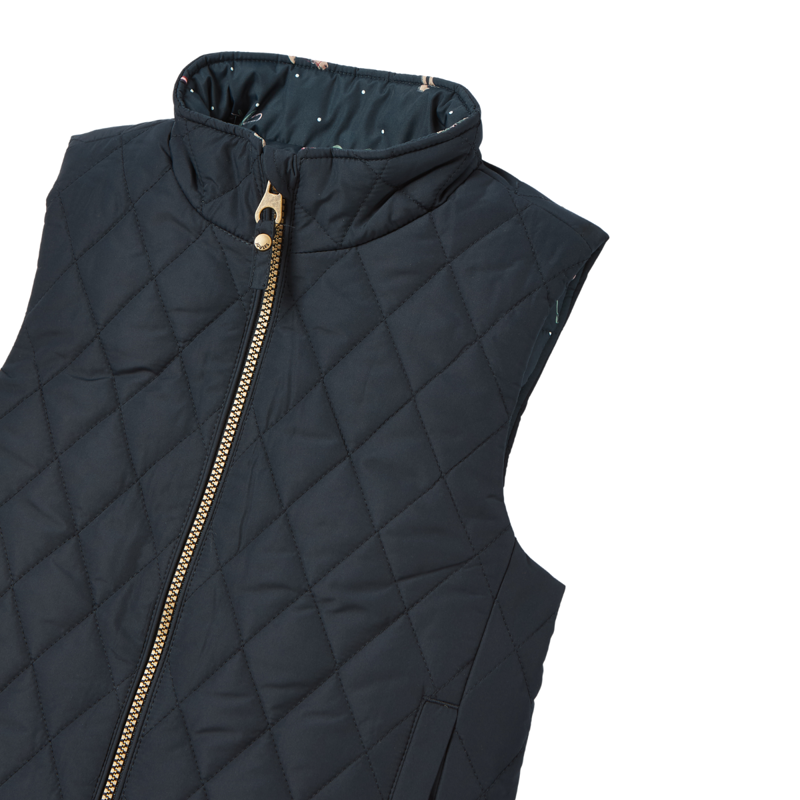 Joules Girls' Atwell Showerproof Reversible Gilet - Blue-4