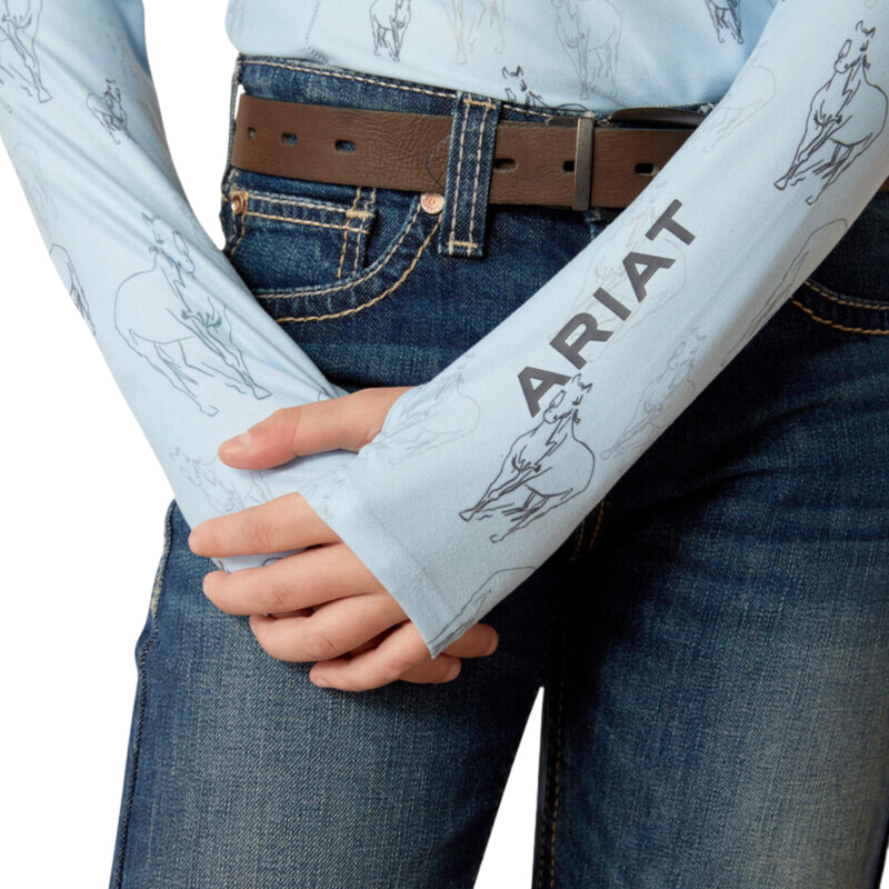Ariat Youth Lowell 3.0 1/4 Zip Base Layer - Sketch Horse-3