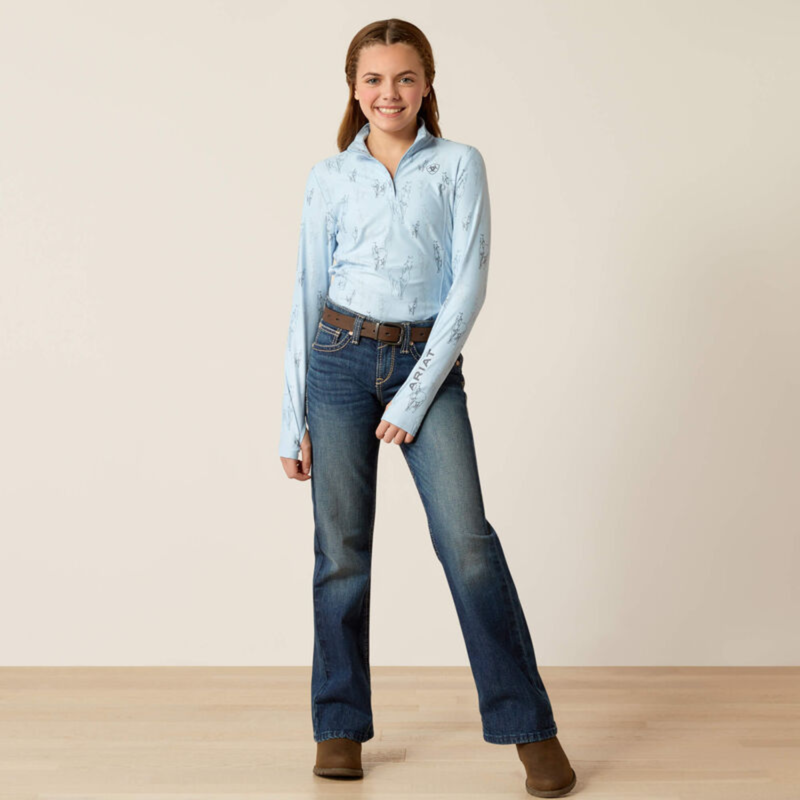 Ariat Youth Lowell 3.0 1/4 Zip Base Layer - Sketch Horse-4