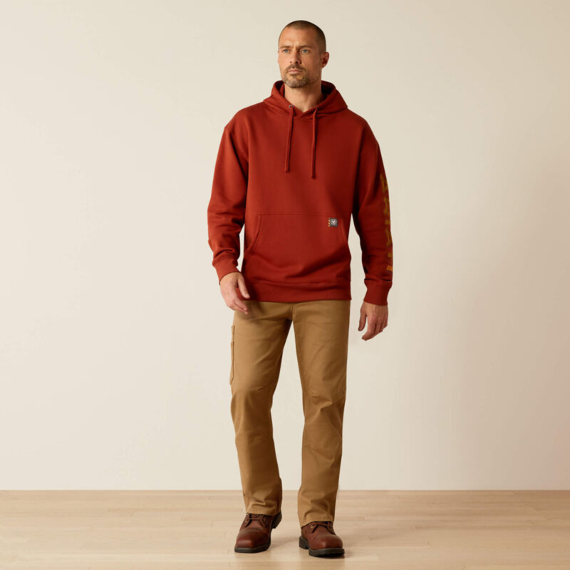 Ariat Men's Rebar Graphic Hoodie - Burnt Henna/Cumin-4