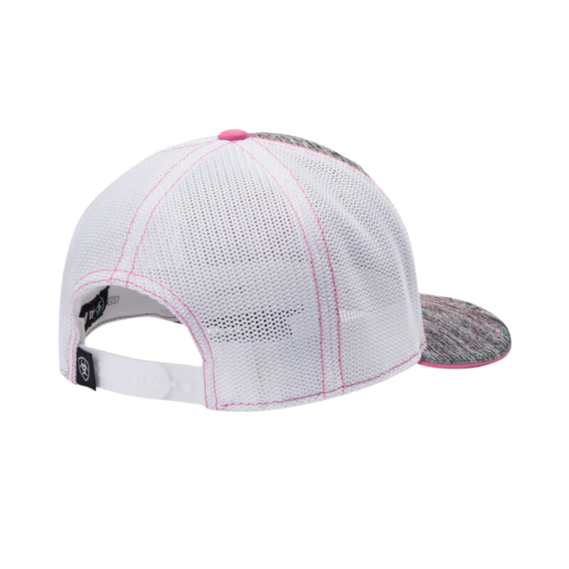 Ariat Women's Offset Shield Logo Trucker Cap - Gray/Pink-1