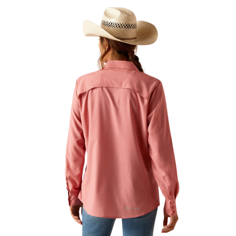 Ariat Women's VentTEK Stretch Western Shirt -  Faded Rose Pinstripe-1