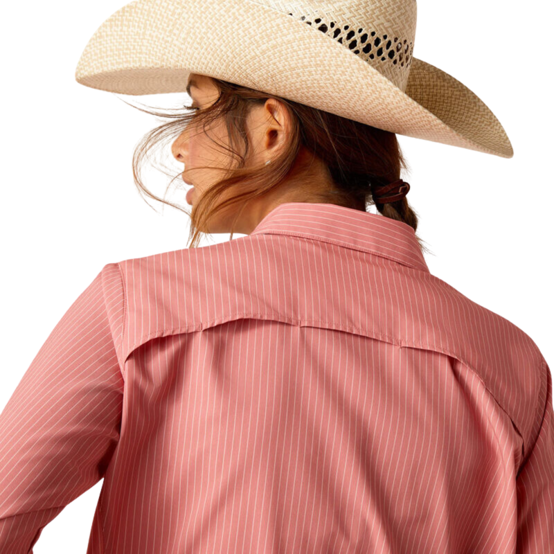 Ariat Women's VentTEK Stretch Western Shirt -  Faded Rose Pinstripe-2