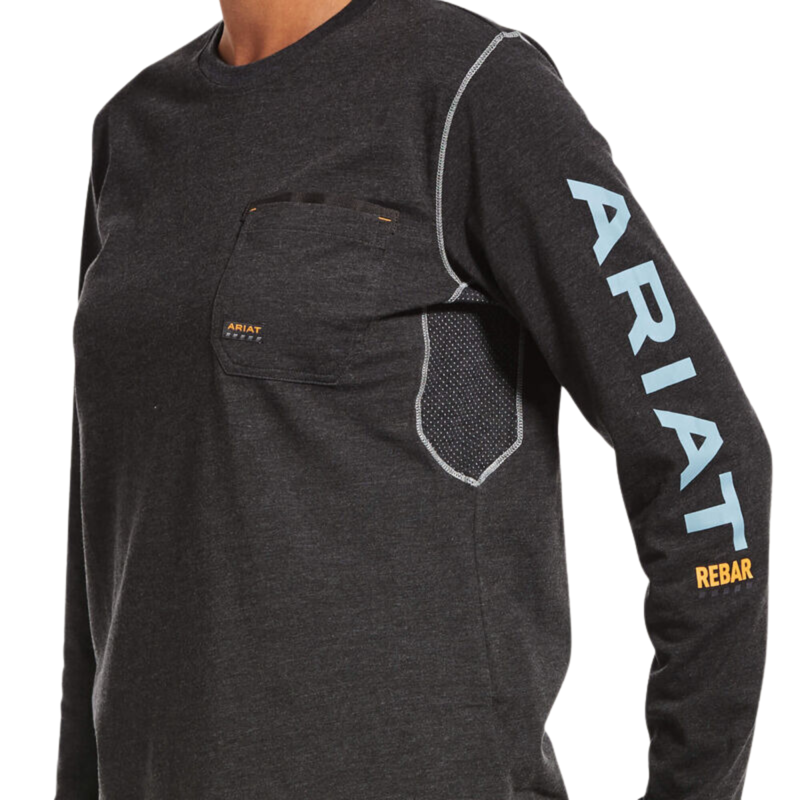 Ariat Women's Rebar Workman Logo T-Shirt - Charcoal Heather-2