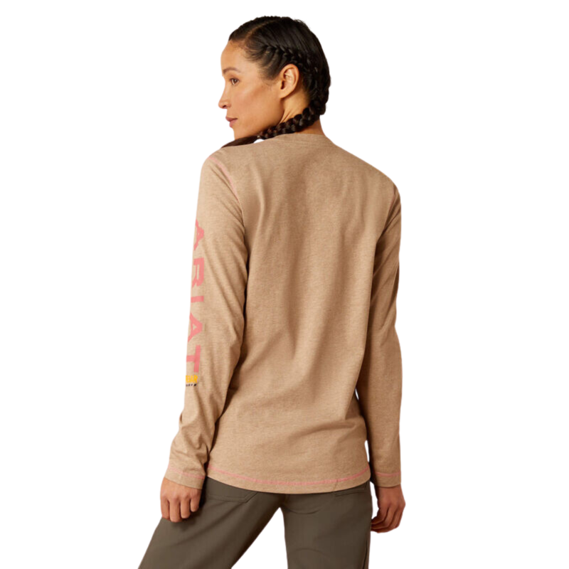 Ariat Women's Rebar Workman Logo T-Shirt - Oatmeal Heather/Desert Rose-1