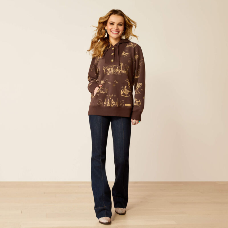 Ariat Women's Ranchin Hoodie - Ranchin Print-3