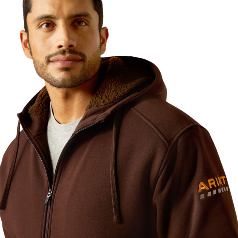 Ariat Men's All-Weather Sherpa Full Zip Hoodie - Coffee Bean-2