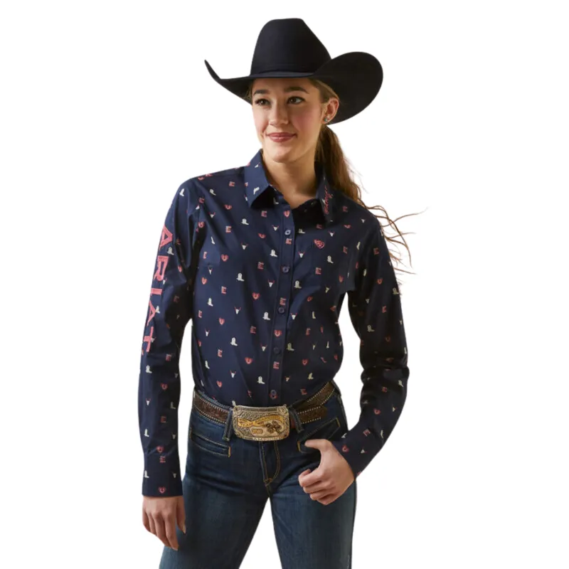 Ariat Women's Team Kirby Stretch Western Shirt - Western Love Print
