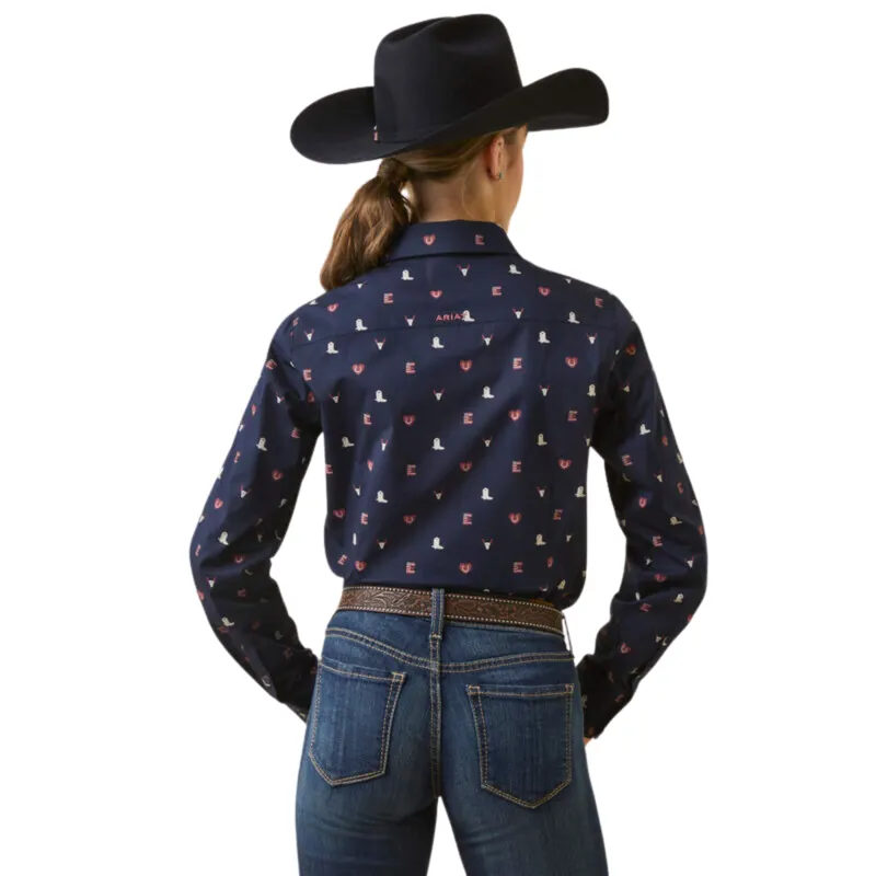 Ariat Women's Team Kirby Stretch Western Shirt - Western Love Print-1