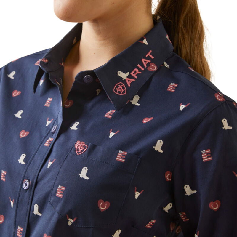 Ariat Women's Team Kirby Stretch Western Shirt - Western Love Print-3