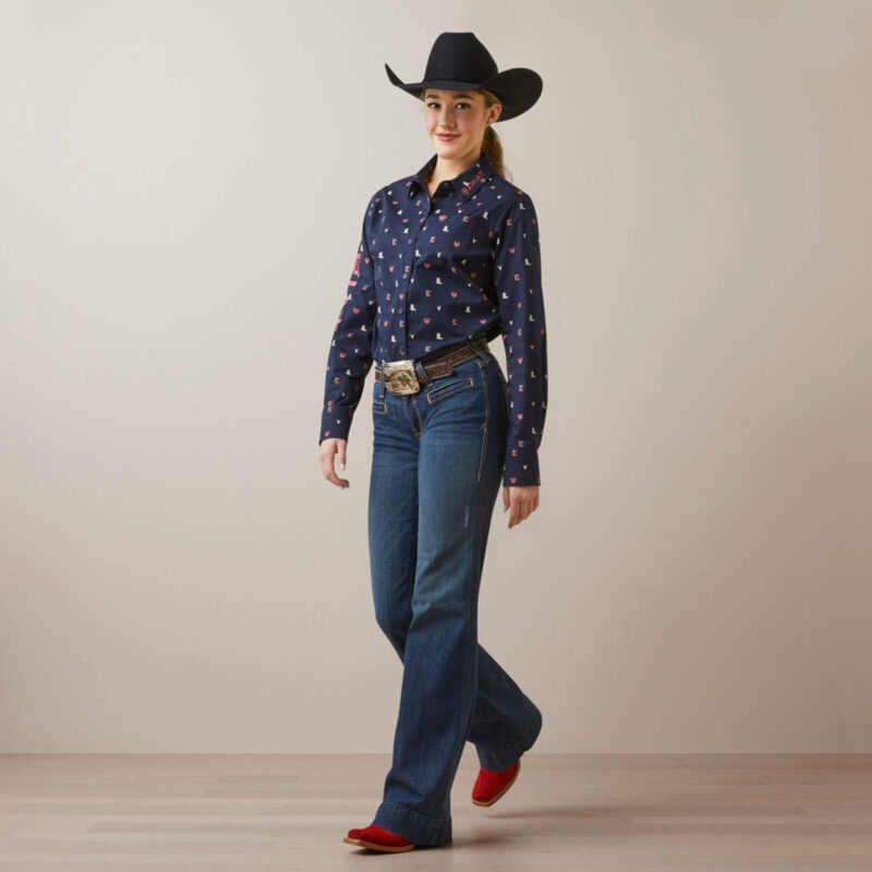 Ariat Women's Team Kirby Stretch Western Shirt - Western Love Print-4