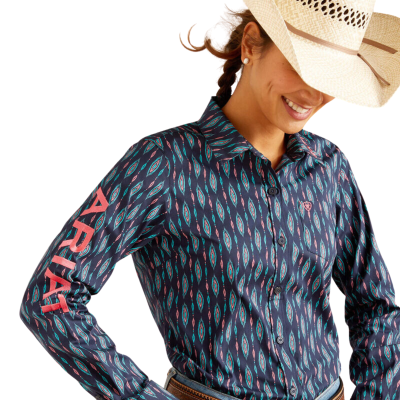Ariat Women's Team Kirby Stretch Western Shirt - Backwoods Ikat-2
