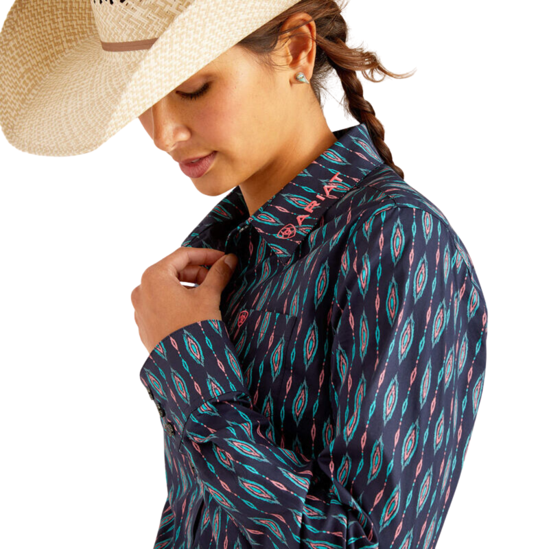 Ariat Women's Team Kirby Stretch Western Shirt - Backwoods Ikat-3
