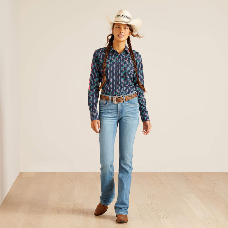 Ariat Women's Team Kirby Stretch Western Shirt - Backwoods Ikat-4