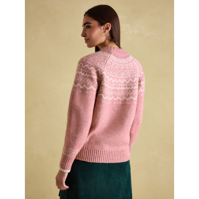 Joules Ladies Charlotte Crew Neck Fair Isle Jumper - Pink-1