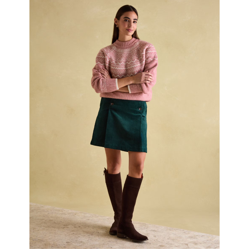 Joules Ladies Charlotte Crew Neck Fair Isle Jumper - Pink-2