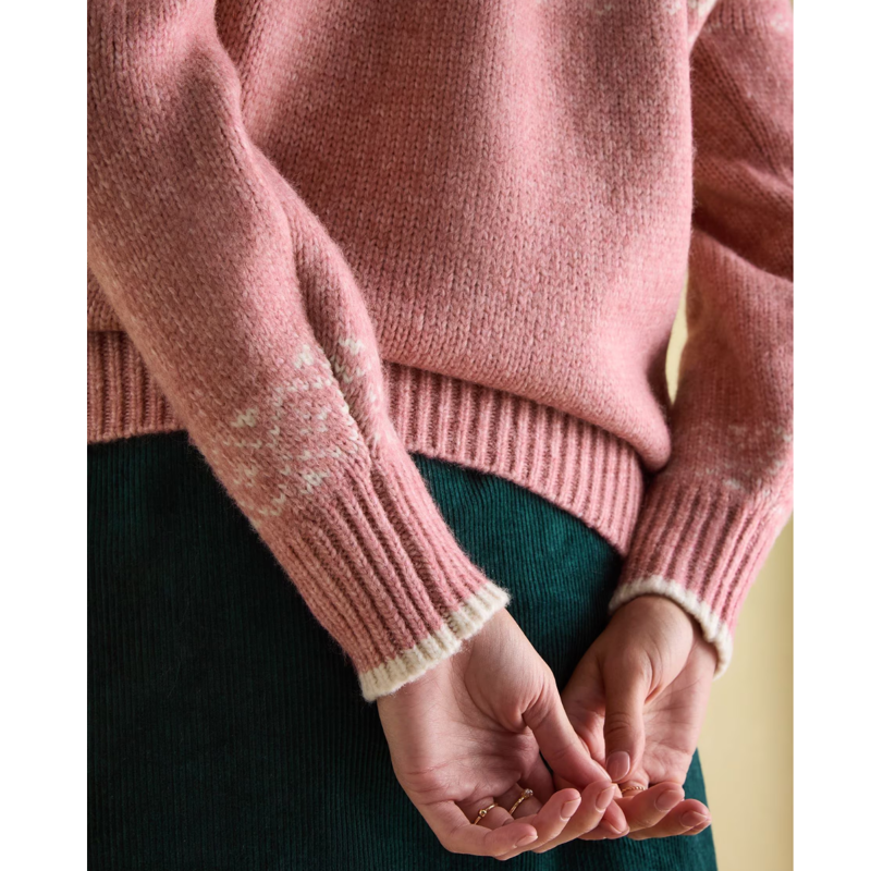 Joules Ladies Charlotte Crew Neck Fair Isle Jumper - Pink-4