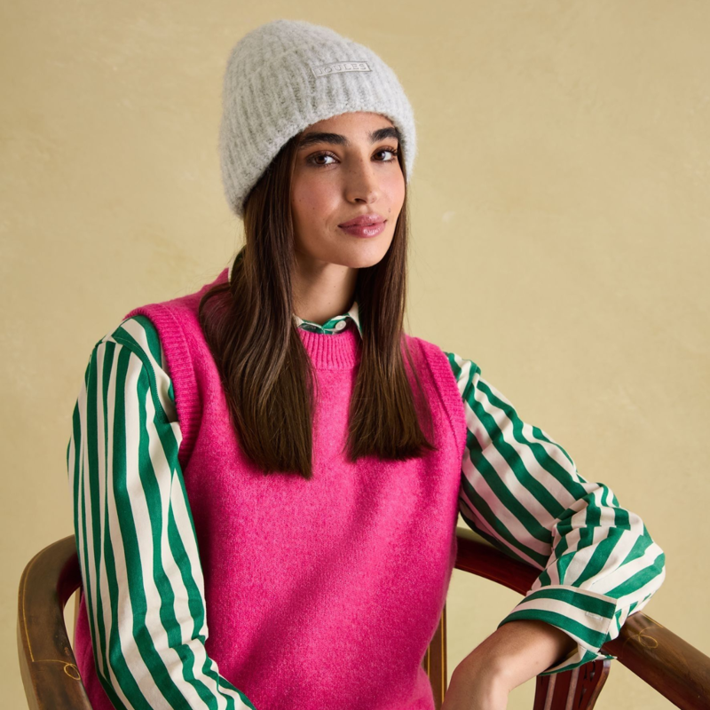 Joules Ladies Caversham Beanie Hat - Grey-3