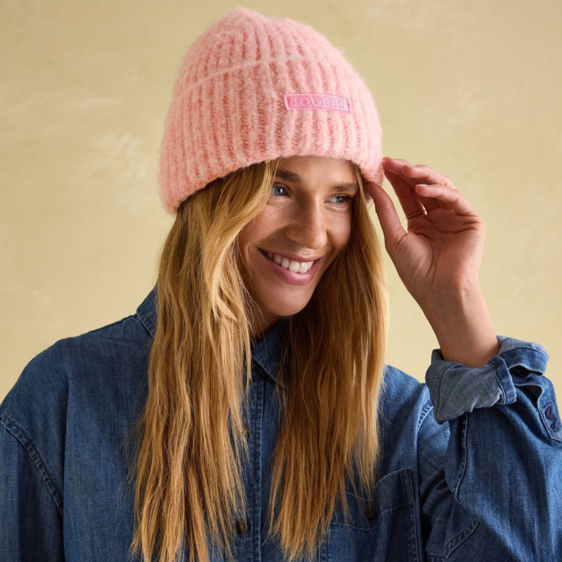 Joules Ladies Caversham Beanie Hat - Pink-2