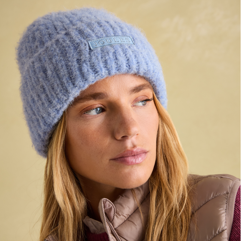 Joules Ladies Caversham Beanie Hat - Blue-2