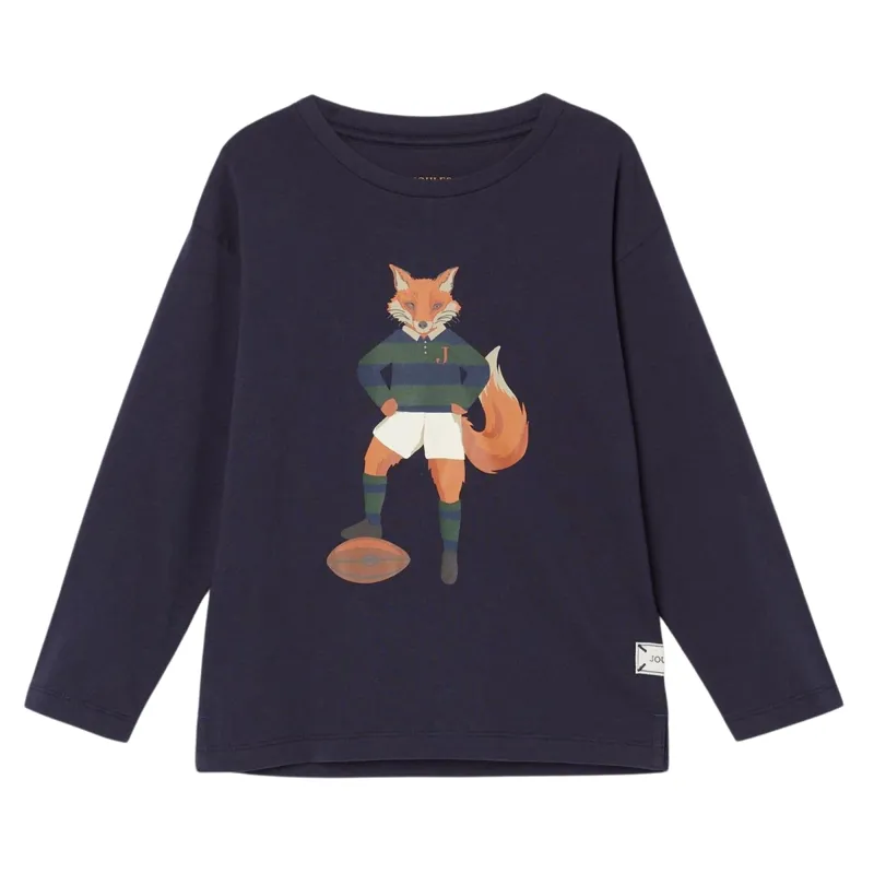 Joules Boys' Finlay Fox Print Artwork Top - Blue
