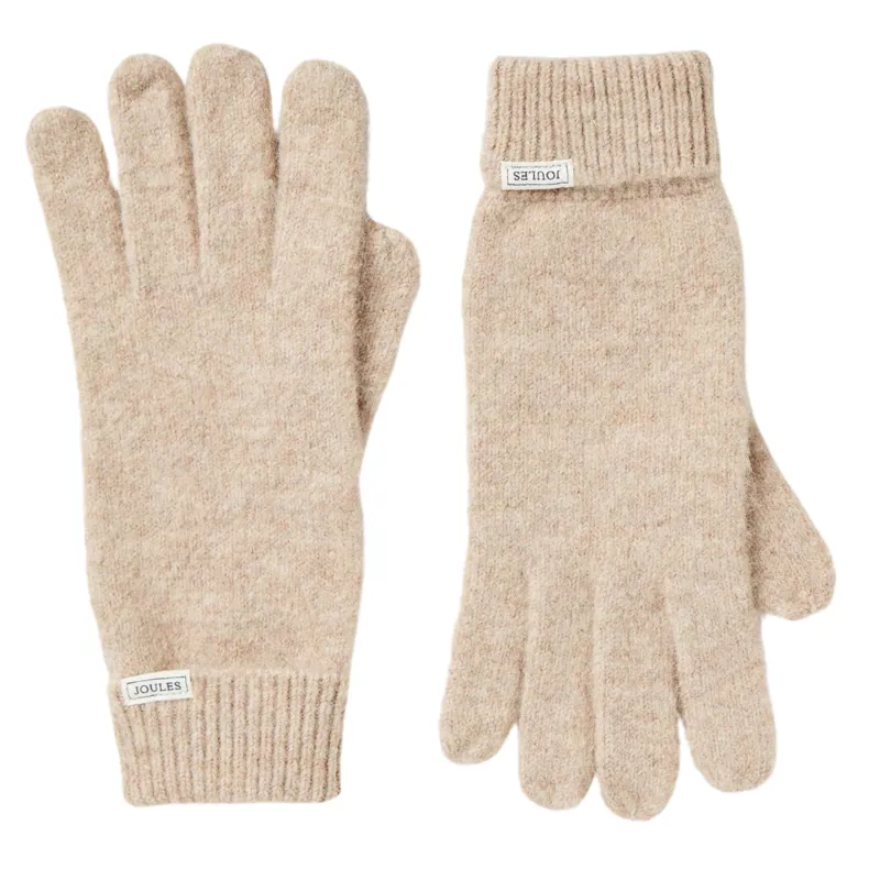 Joules Ladies Caversham Knitted Gloves - Oat