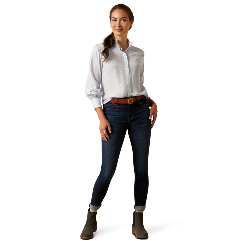 Ariat Women's Charolais Blouse - Blue Pinstripe-3